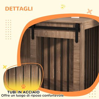 Caseta para Perros Grandes Multiuso, Kennel para Perros de Madera con Puerta Corredera para Interior, 98X58X61Cm, Marrón