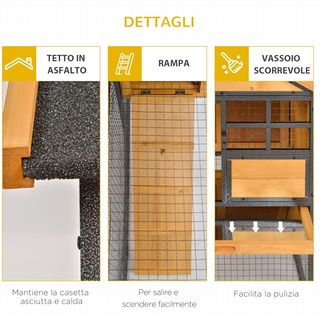 Jaula para Conejos con Casita, Rampa y Área Abierta, Conejera de Madera y Metal Amarillo Claro, 122X63X92Cm