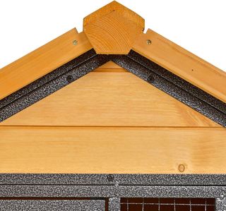 Jaula para Conejos con Casita, Rampa y Área Abierta, Conejera de Madera y Metal Amarillo Claro, 122X63X92Cm