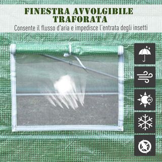 Invernadero para Plantas en Túnel, Invernadero para Huerto Exterior con Puerta Enrollable y 8 Ventanas, 6X3X2 M, de Acero y PE, Verde