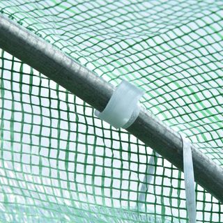 Invernadero para Plantas en Túnel, Invernadero para Huerto Exterior con Puerta Enrollable y 8 Ventanas, 6X3X2 M, de Acero y PE, Verde