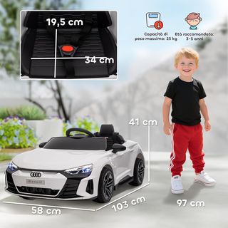 AUDI RS Coche Eléctrico para Niños 3-5 Años 12V Doble Motor, Coche Eléctrico para Niños 3-5Km/H Con Cinturón de Seguridad, Control Remoto, Suspensiones, Música, Luces LED y Claxon, Negro