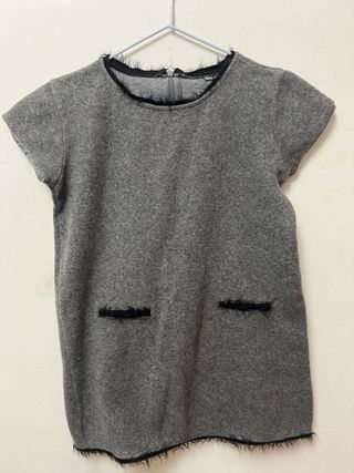 Set gonna e maglietta grigia con pelo elegante M