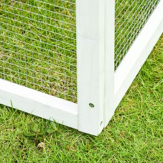 Conejera de Madera con Área Abierta y Rampa, Jaula para Conejos con Fondo Extraíble y Puertas, 140X65X120 Cm, Gris