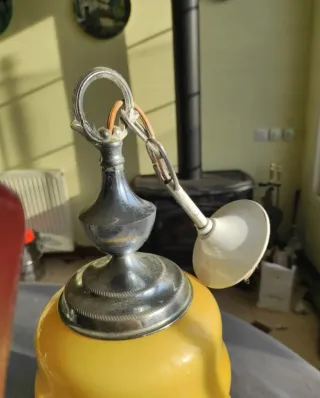 Lámpara colgante vintage cristal y metal