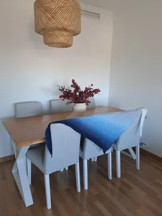 Bufanda Shawl tejido a mano Ganchillo Azul