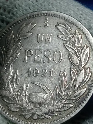 Moneta Argento Cile 1 Peso 1921