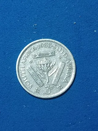 Moneta Argento Sudafrica 1933 3 pence