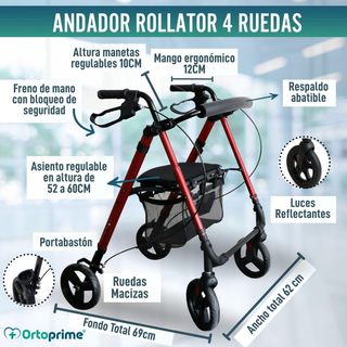 ORTOPRIME ROLLATOR Andador 4 Ruedas Regulable