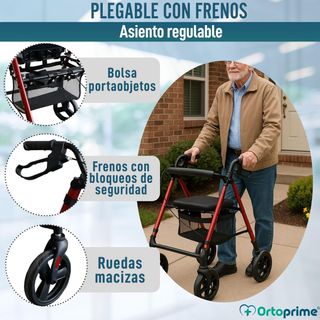 ORTOPRIME ROLLATOR Andador 4 Ruedas Regulable