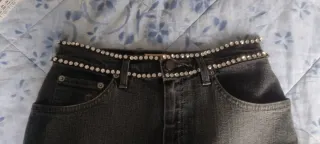 Completo donna gonna jeans e top rosa taglia S