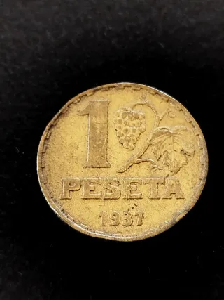 Moneda 1 Peseta 1937, II República Española.