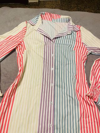 Vestido camisero rayas multicolor