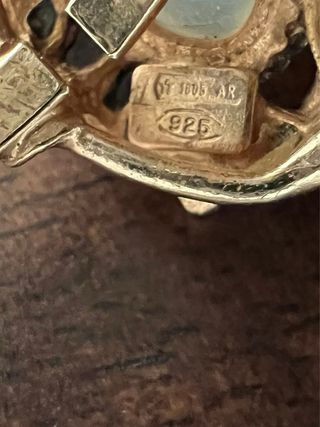 Anillo antiguo plata con piedra ovalada