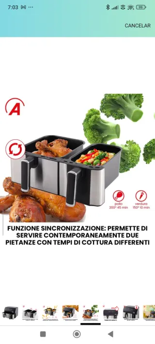Freidora de Aire Doble 9L (5.5L + 3.5L)