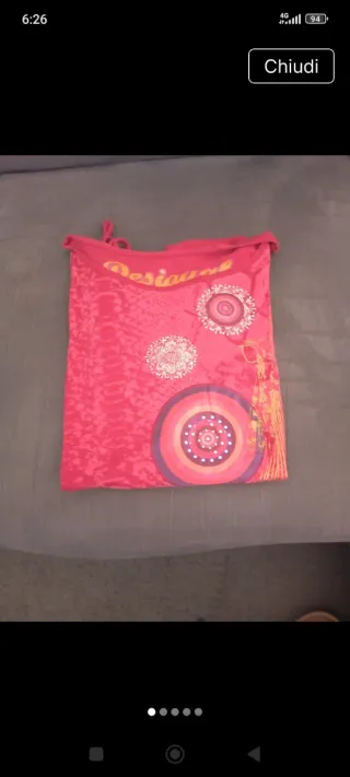 Maglietta Desigual Lunga Collo Tondo Rossa