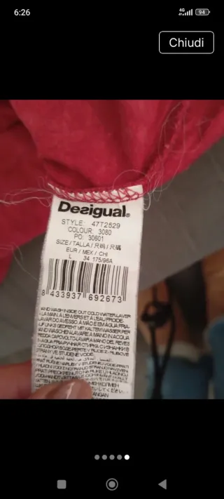 Maglietta Desigual Lunga Collo Tondo Rossa