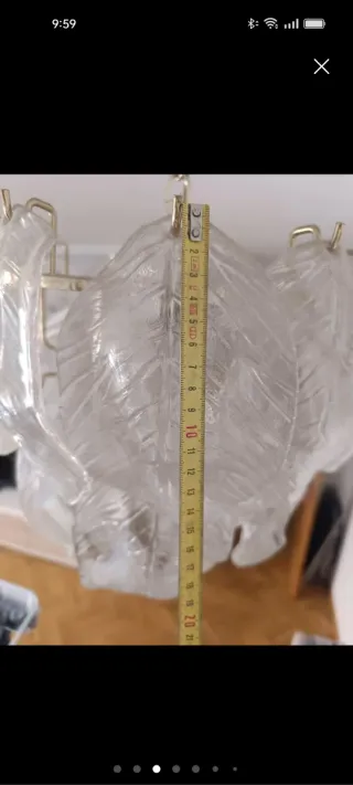 Lámpara Techo Murano Hojas Oro Transparente