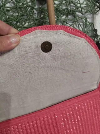 Bolso Cartera de mano en  Rafia color Fucsia