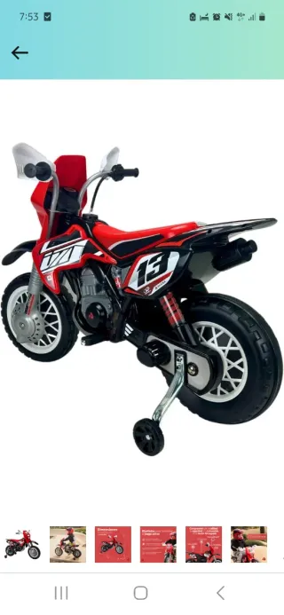 Moto Eléctrica Infantil Roja y Negra