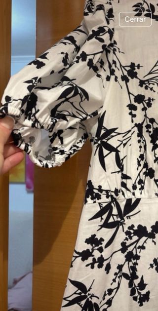 Vestido Zara floral blanco y negro