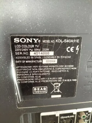 Televisor Sony Bravia KDL-S40A11E Plata