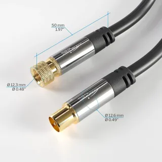 KabelDirekt – 2m Cable TV SAT (75 Ohm, HDTV, conector F a conector coaxial