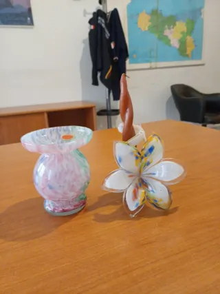 Lotto portacandele e altro in vetro Murano