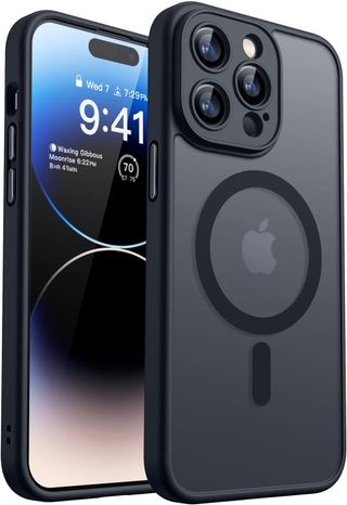 Funda Magnética para iPhone 14 Pro , Compatible con MagSafe, Carcasa Fondo Mate Translúcido,Negro