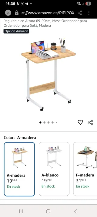 Mesa Ordenador Regulable Altura Madera