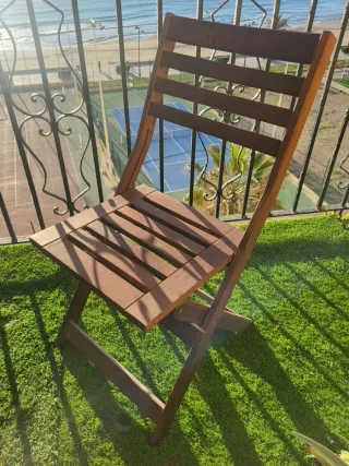 Mesa+2 Sillas desplegables exterior Madera Acacia