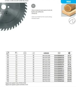 DISCO SIERRA CIRCULAR PARA MADERA LEMAN 450mm