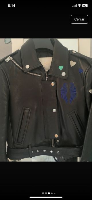 Cazadora Piel Maje Negra Multicolor