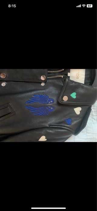 Cazadora Piel Maje Negra Multicolor