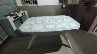 Mesa Terraza 160cm Mosaico Azul/Blanco