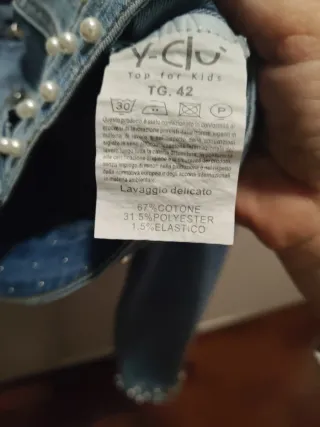 Giubbetto ragazza jeans corto con perle