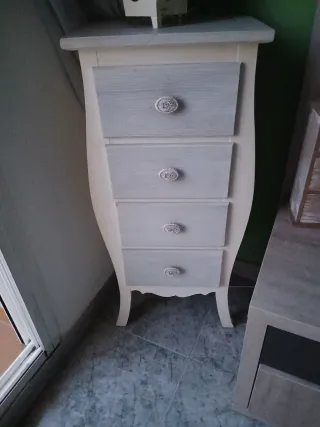 Mueble auxiliar madera beige y gris