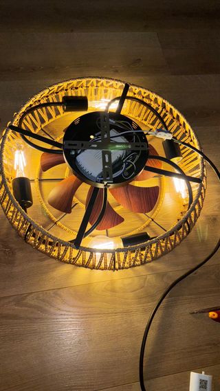 Ventilatore soffitto lampadario corda juta