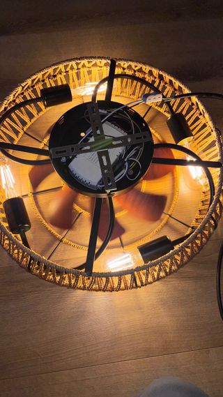 Ventilatore soffitto lampadario corda juta