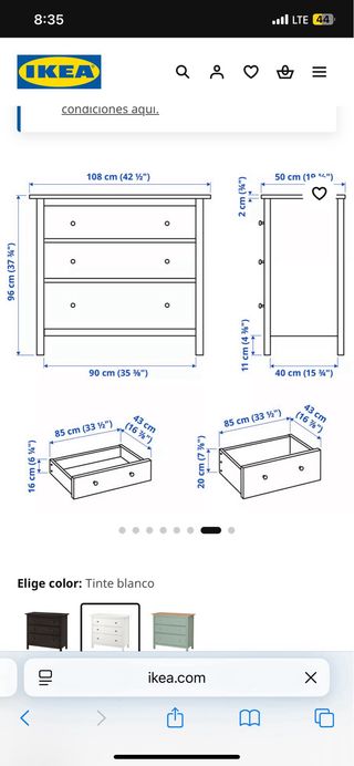 Cómoda Ikea Hemnes 3 cajones