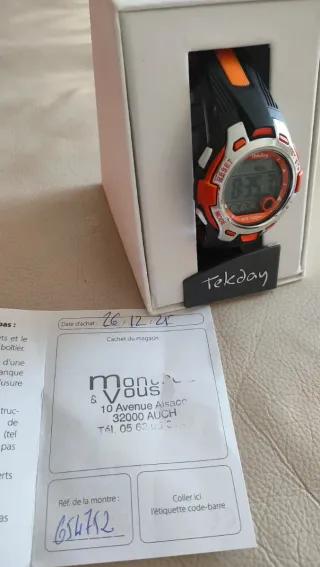 Reloj juvenil Tekday negro y naranja