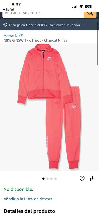 Abito sportivo Nike corallo per bambini Taglia L (146-156cm)