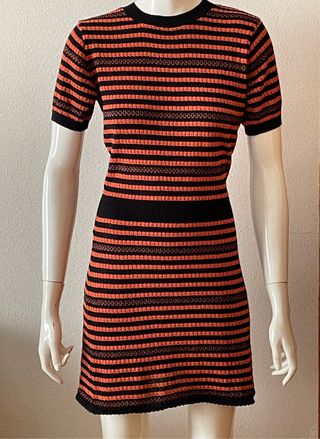 Vestido Zara punto rayas naranja y negro Talla M