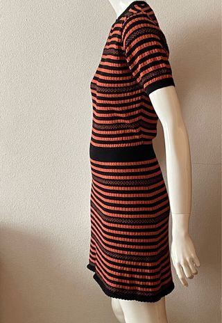 Vestido Zara punto rayas naranja y negro Talla M