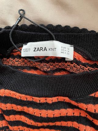 Vestido Zara punto rayas naranja y negro Talla M