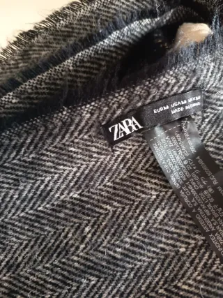 Chal Zara espiga gris/blanco