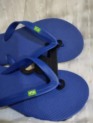 Chanclas Azules Talla 40 con Bandera Brasil