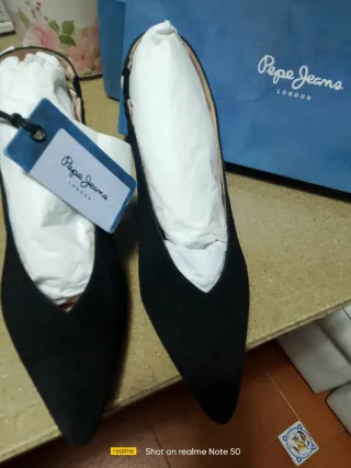 Pepe Jeans Zapatos Tacón Negro Ante Talla 38