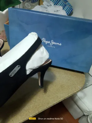 Pepe Jeans Zapatos Tacón Negro Ante Talla 38