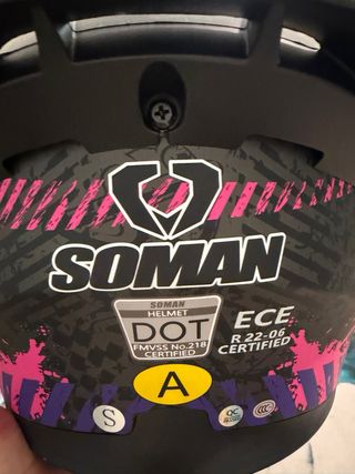 Casco Soman Moto Negro y Rosa